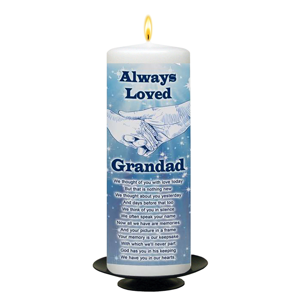 Personalised Remembrance Candle - Holding Hands & Stars